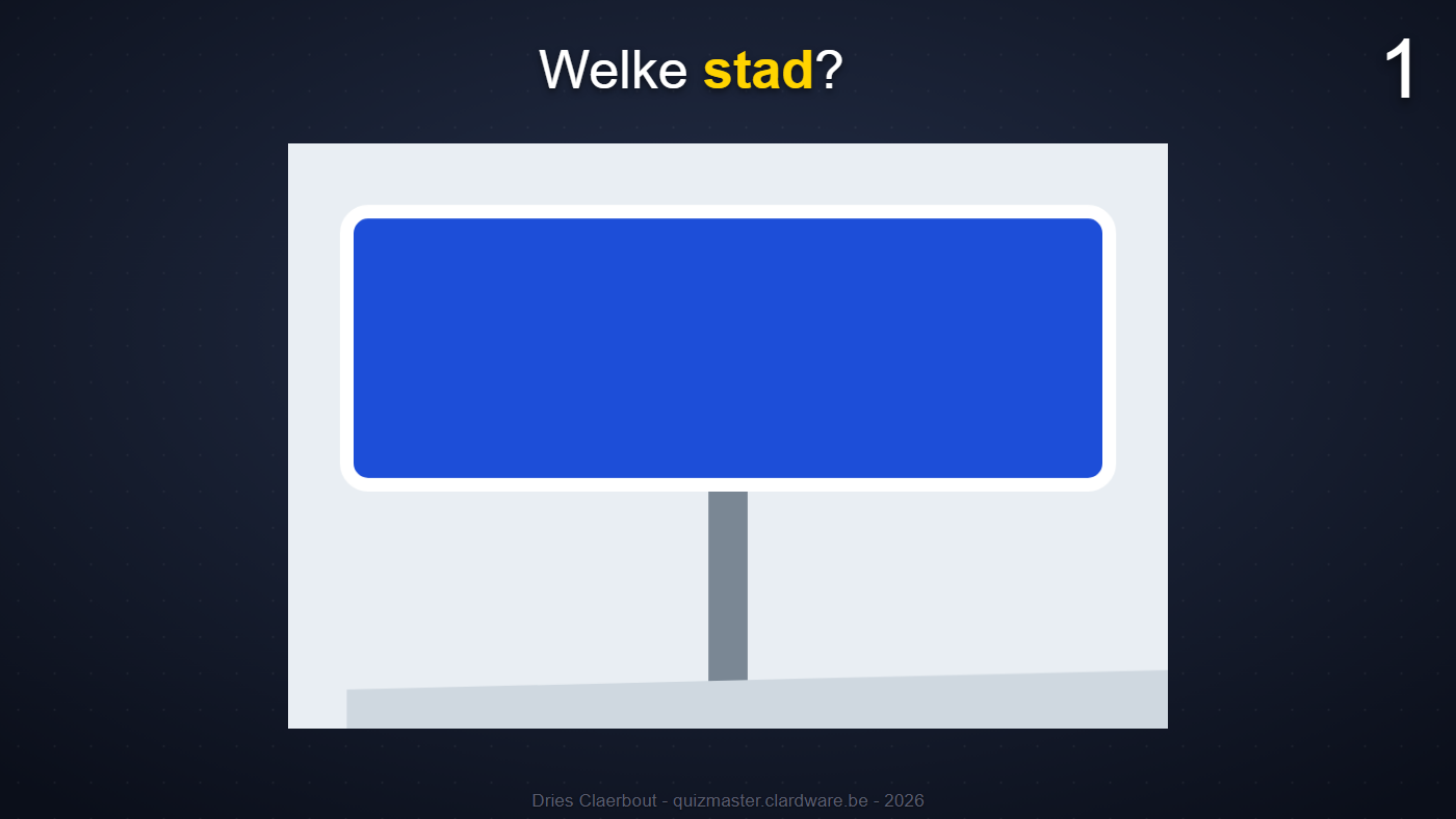 Een vraagdia met een afgedekte plaatsnaam